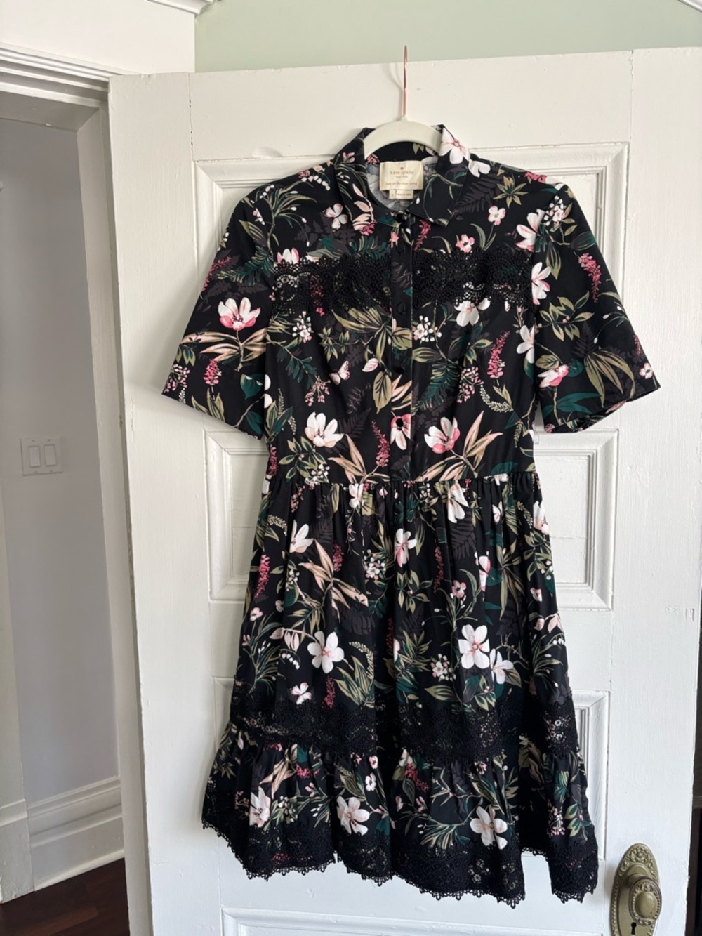 Kate Spade Black Floral Button-Front Dress